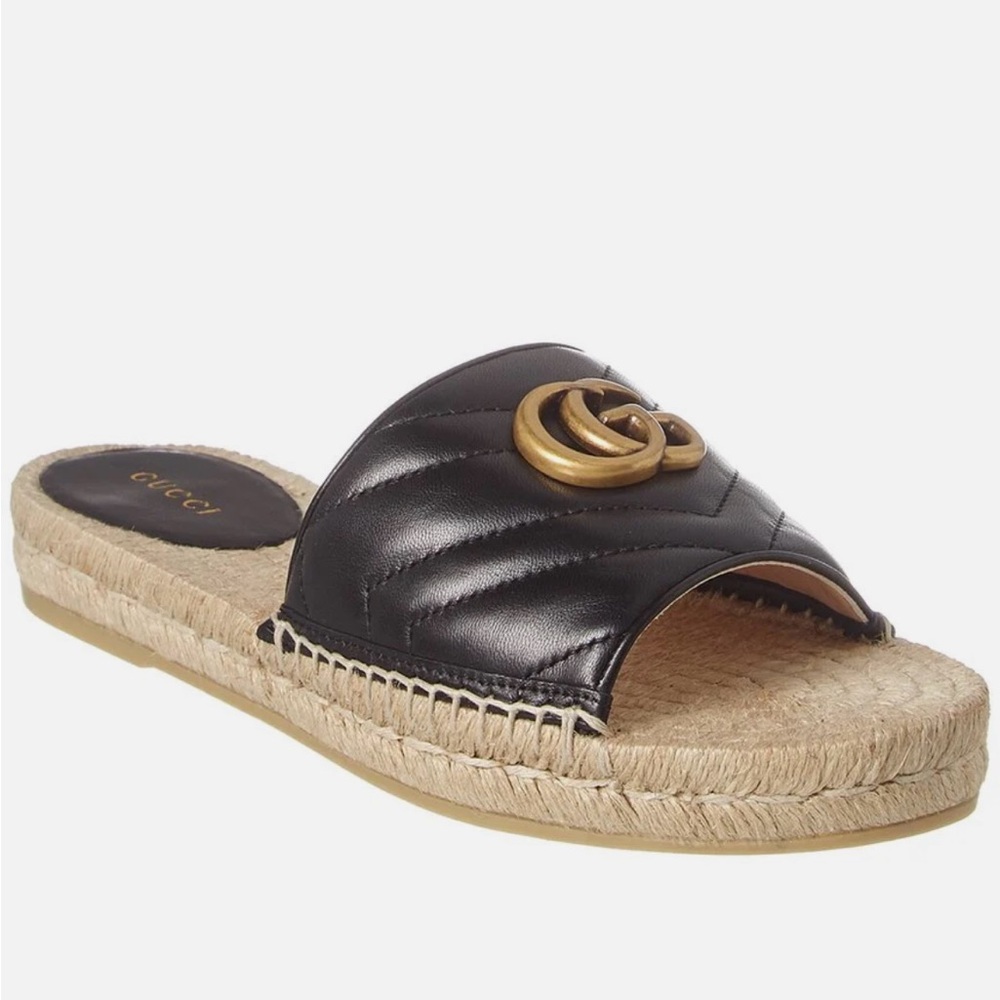 Gucci Marmont Black slide espadrille sandals.  GREAT CONDITION!
